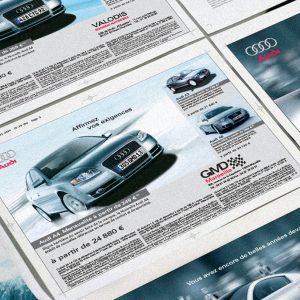 BTL komunikácia Audi France | brožúry, produktové listy, inzercia | klient: Premium automotive consulting